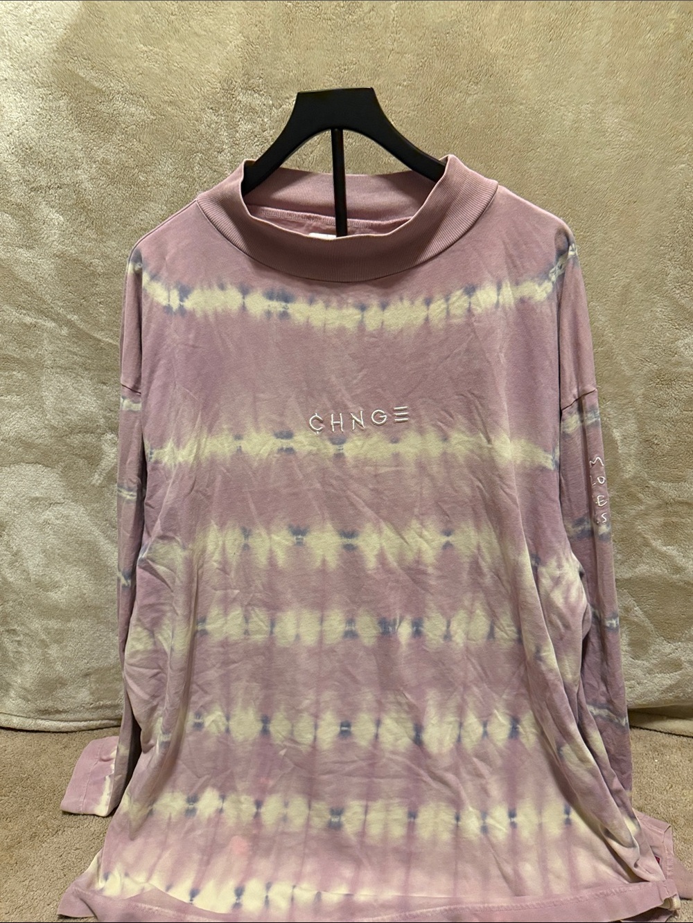 CHNGE Pink Tie-Dye Mock Neck Long Sleeve Top